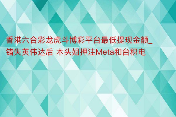 香港六合彩龙虎斗博彩平台最低提现金额_错失英伟达后 木头姐押注Meta和台积电